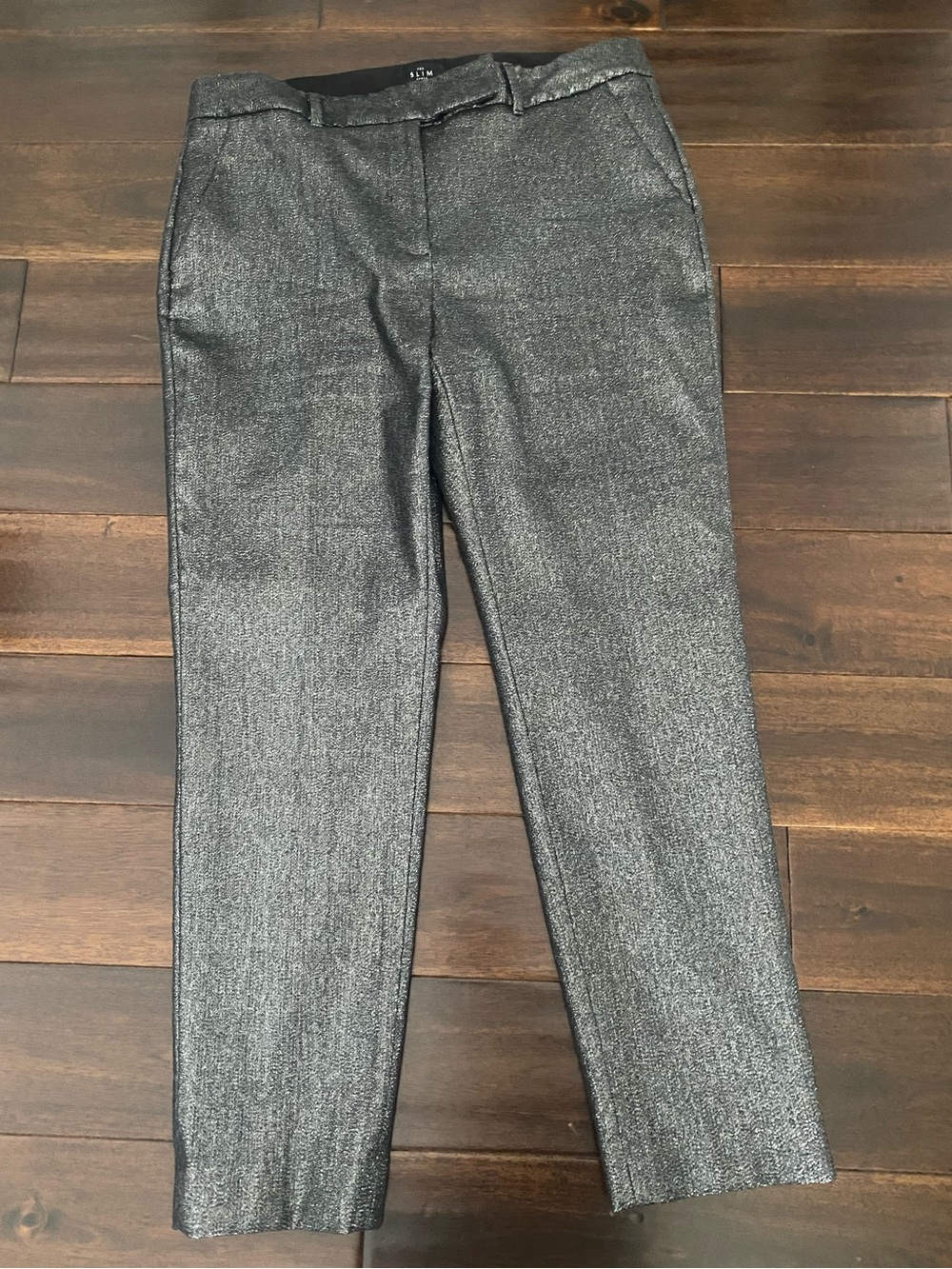 White House Black Market Metallic Gray Ankle Pants
